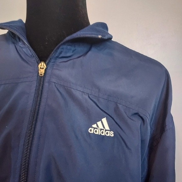 Adidas Men's Size Medium Navy Blue And White Windbreaker Set Size Medium - Picture 2 of 13